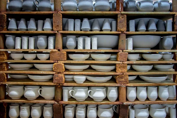 Storage Traditional Handmade Cups Clay Pottery Crete Greece November 2017 — Stock Photo, Image