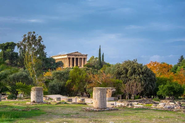 Tempel Van Hephaistos Oude Markt Agora Onder Rots Van Akropolis — Stockfoto