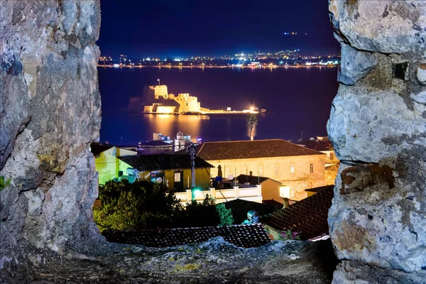Castelo Água Bourtzi Uma Pequena Ilha Com Uma Fortaleza Costa — Fotografia de Stock