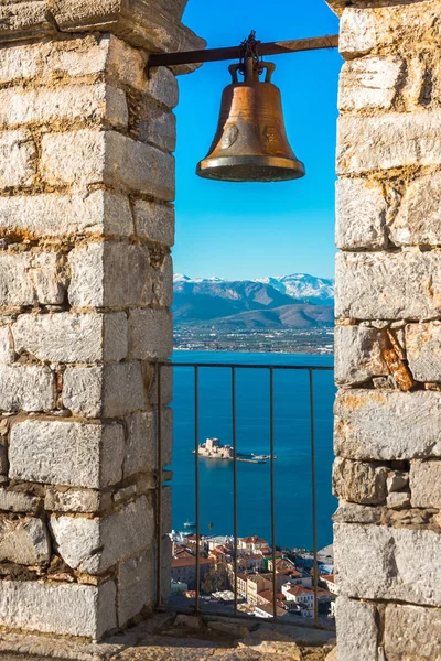 Cidade Velha Nafplion Vista Greece Torre Sino Com Telhados Telhados — Fotografia de Stock