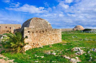Fortezza, Rethimno, Girit, Yunanistan eski kasaba tepedeki Venedik Kalesi.