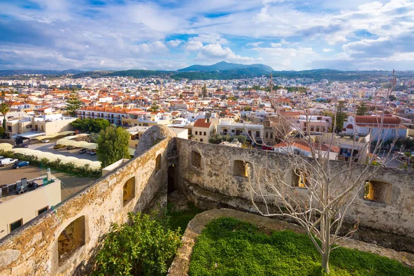 Den Venetianska Fästningen Fortezza Kullen Den Gamla Staden Rethymnon Kreta — Stockfoto