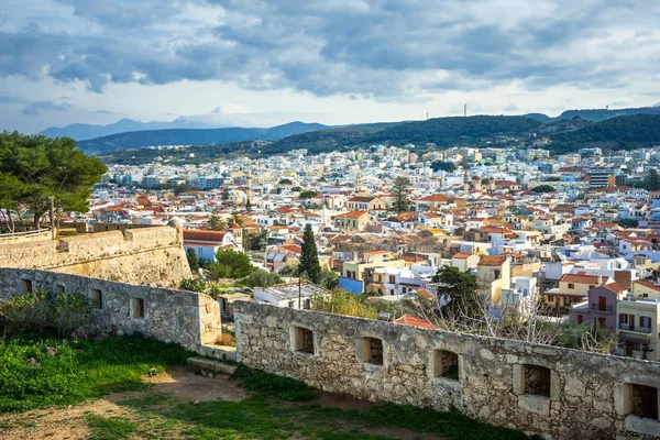 Den Venetianska Fästningen Fortezza Kullen Den Gamla Staden Rethymnon Kreta — Stockfoto