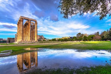 The Temple of Olympian Zeus (Greek: Naos tou Olimpiou Dios), also known as the Olympieion, Athens, Greece. clipart