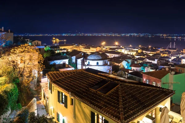 Cidade Velha Iluminada Nafplion Greece Com Telhados Telhados Porto Pequeno — Fotografia de Stock