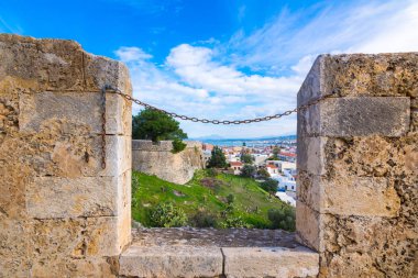 The venetian fortress of Fortezza on the hill at the old town of Rethimno, Crete, Greece. clipart