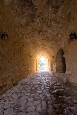 Fortezza, Rethimno, Girit, Yunanistan eski kasaba tepedeki Venedik Kalesi.