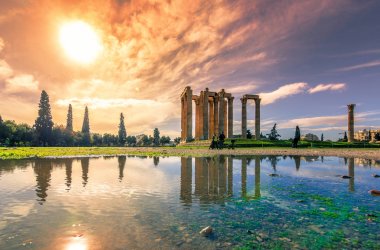 The Temple of Olympian Zeus (Greek: Naos tou Olimpiou Dios), also known as the Olympieion, Athens, Greece. clipart