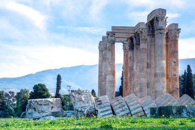 The Temple of Olympian Zeus (Greek: Naos tou Olimpiou Dios), also known as the Olympieion, Athens, Greece. clipart