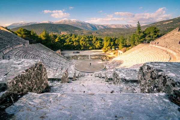 Starověké Divadlo Epidauru Nebo Epidávru Prefektura Oblasti Argolida Peloponés Řecko — Stock fotografie