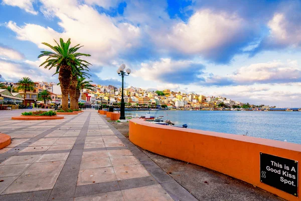 Pictursque Bağlantı Noktası Sitia Girit Yunanistan Gün Batımında Sitia Doğu — Stok fotoğraf