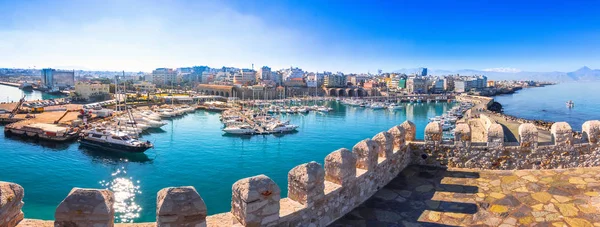 Heraklion Harbour Old Venetian Fort Koule Shipyards Crete Greece — Stock Photo, Image