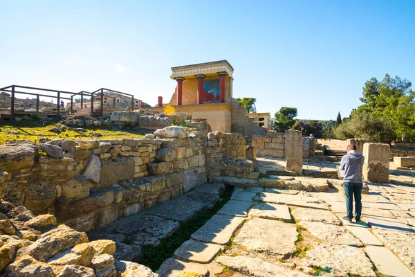 Antiguas Murallas Knossos Cerca Heraklion Las Ruinas Los Palacios Minoicos —  Fotos de Stock