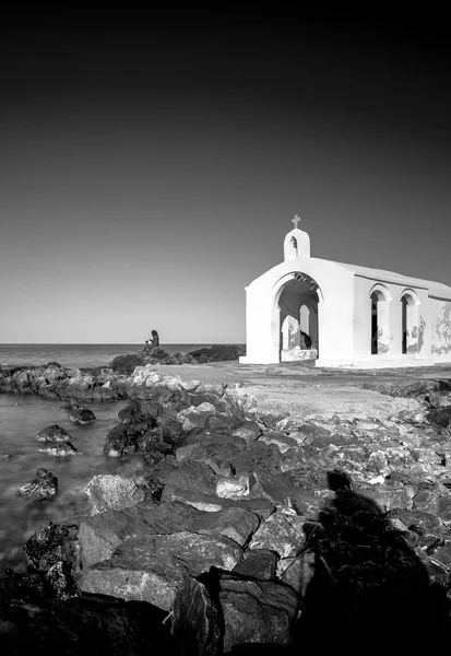 Små Vita Kyrkan Saint Nicholas Havet Georgioupoli Kreta Grekland — Stockfoto