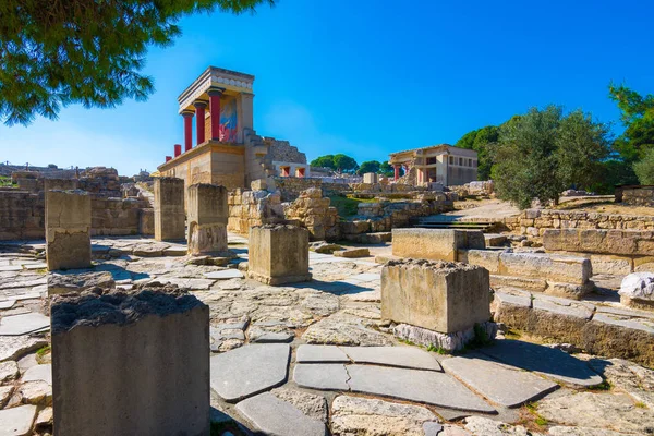 Vieux Murs Knossos Près Héraklion Les Ruines Des Palais Minoens — Photo