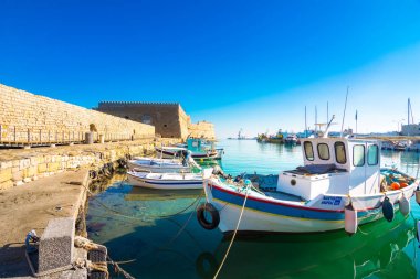Kandiye Limanı eski Venedik fort Koule ve Tersaneler, Crete, Yunanistan