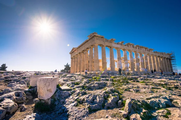 Atina Yunanistan Üzerinde Aralık 2017 Akropolü Parthenon Tapınağı — Stok fotoğraf