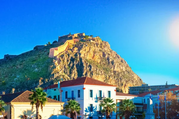 Castelo Palamidi Colina Acima Cidade Nafplio Grécia — Fotografia de Stock