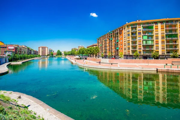 Natursköna Canal Grande Naviglio Milano Lombardiet Italien Den Juli 2017 — Stockfoto