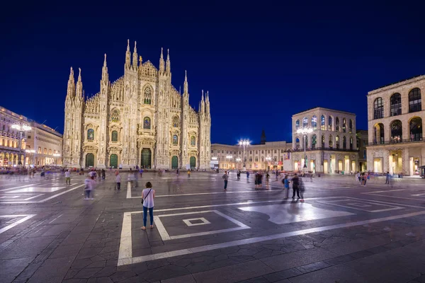 Milano Katedrali Piazza Del Duomo Gece Lombardia Talya Üzerinde Temmuz — Stok fotoğraf