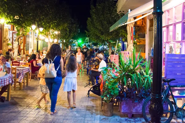 Vida Nocturna Verano Las Calles Paleochora Creta Grecia Agosto 2017 — Foto de Stock