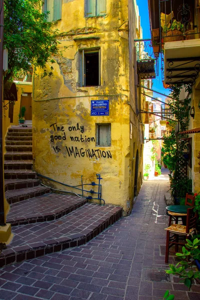 Calle Casco Antiguo Chania Creta Grecia Agosto 2017 — Foto de Stock