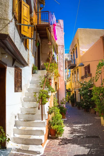 Calle Casco Antiguo Chania Creta Grecia Agosto 2017 —  Fotos de Stock