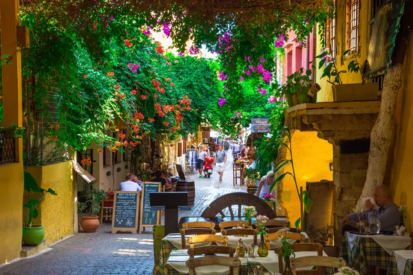 Calle Casco Antiguo Chania Creta Grecia Agosto 2017 Imagen De Stock