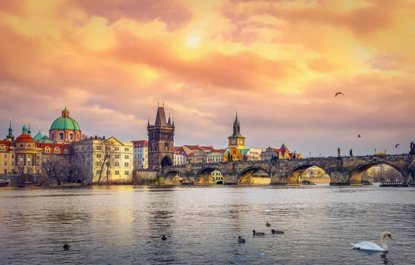 Pont Charles Sur Rivière Vltava Prague République Tchèque — Photo