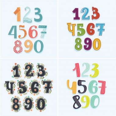 Set of numbers in rainbow colors