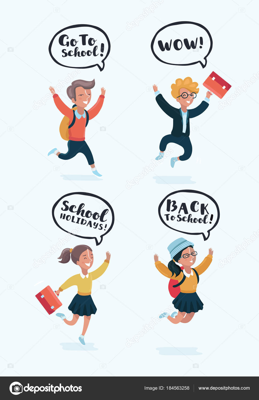 Kids Go To School Back To School Cute Cartoon Children Happy Children Vector Illustration Vector Image By C Cosmaa Vector Stock Kids Go To School Back To School Cute Cartoon Children Happy Children Vector Illustration Vector Image By C Cosmaa Vector Stock