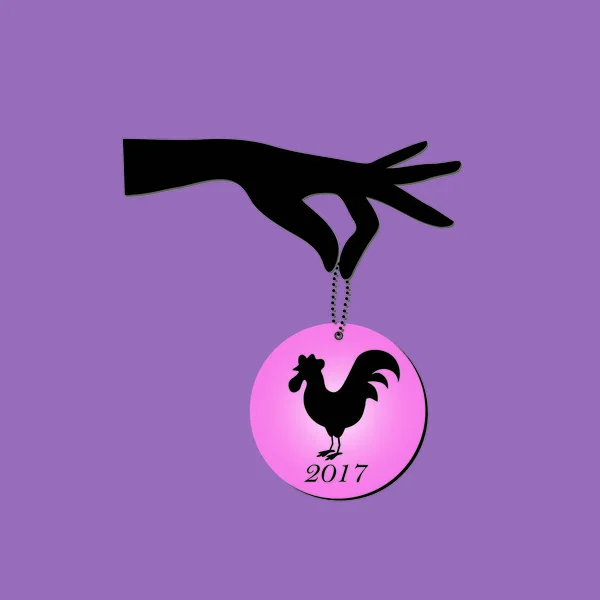 Médaillon main tenant avec cock3 — Image vectorielle