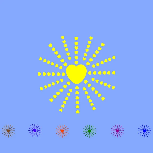 Coração com raios como sun2 —  Vetores de Stock