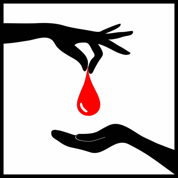 Goccia di sangue in mano — Vettoriale Stock