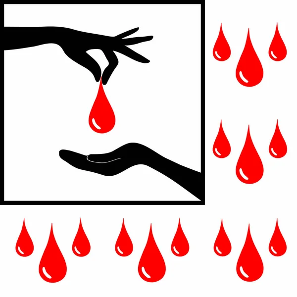 Kapka krve v hand3 — Stockový vektor