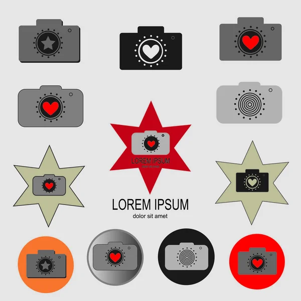 Conjunto de iconos con imagen de camera1 — Vector de stock