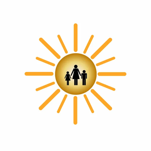 Ochrana matek s dětmi do středu slunce — Stockový vektor