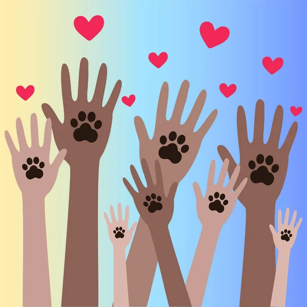Patte de chien animal dans la main des personnes6 — Image vectorielle