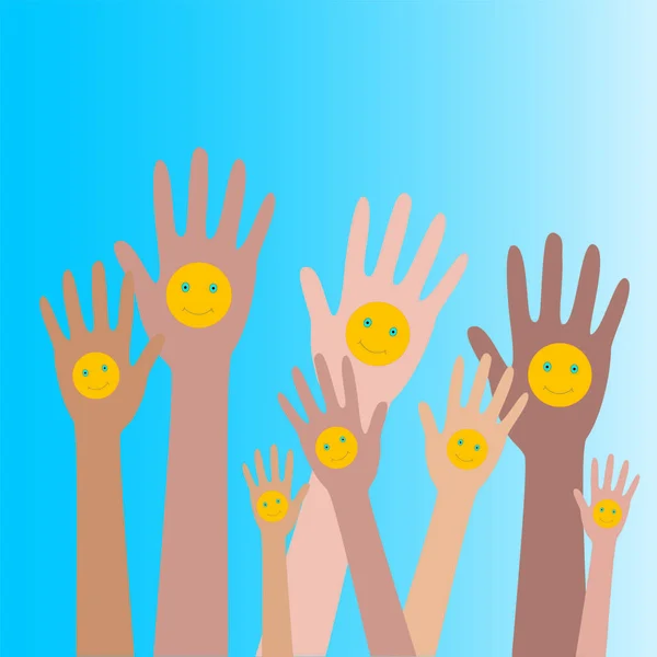 Mãos para cima com sorrisos3 —  Vetores de Stock