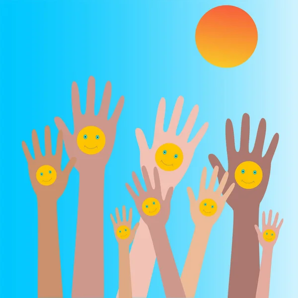 Τα χέρια επάνω με smiles4 — Διανυσματικό Αρχείο