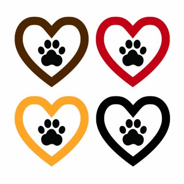Köpek pençe işareti simgesi kalp küme