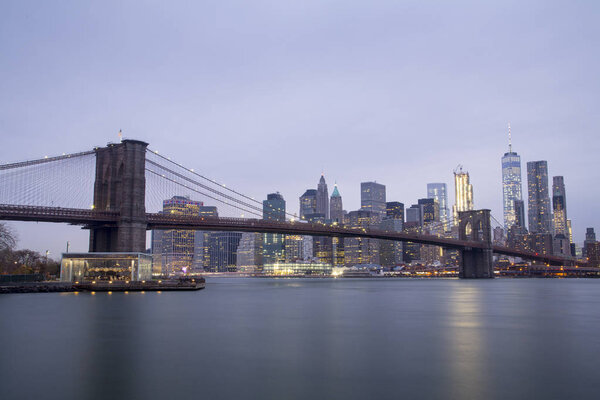 Brooklyn Bridge and New York skyline