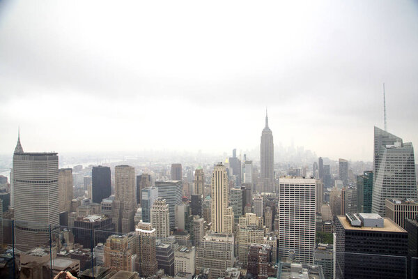 New York, a panoramic view of manhattan as seen from the top of a skyscraper