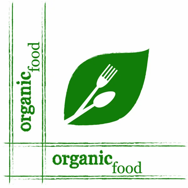 有机食品标志，食品标志，餐厅标志 — 图库矢量图片