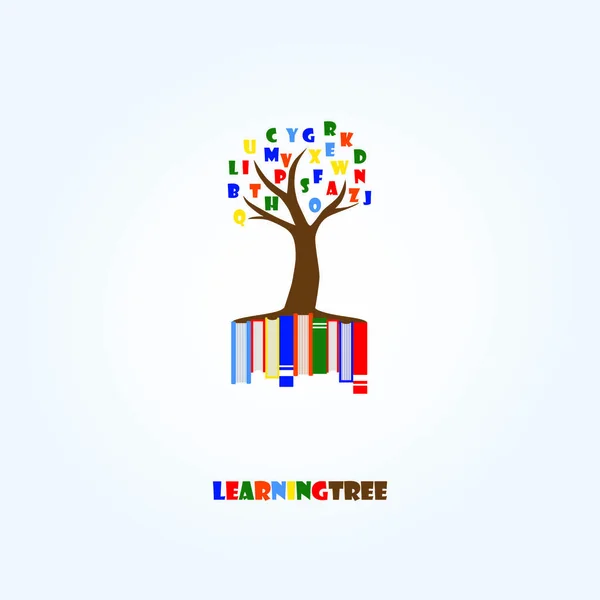 Uczenie się drzewa. Edukacji, listy, książki. — Wektor stockowy