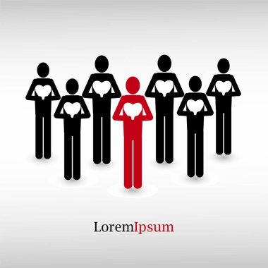 Kalabalık var kalp, sevgi, bakım kavramı anlayışı