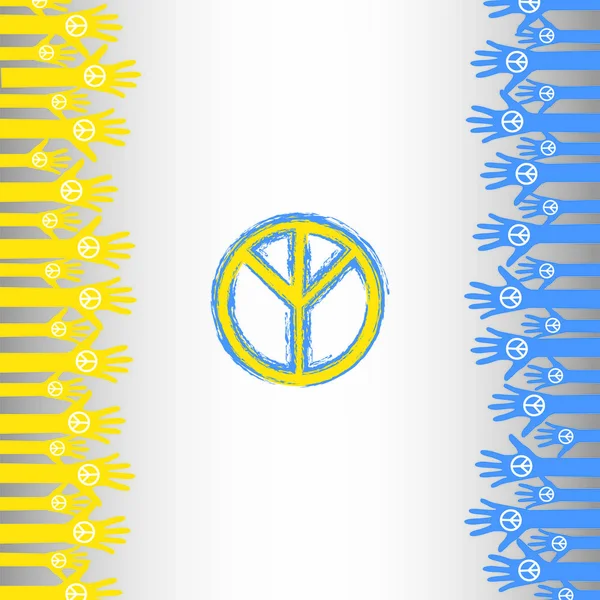 Barış ve ellerinde sarı ve mavi renk işareti.