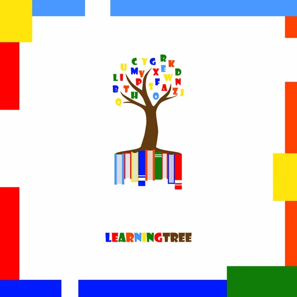 Modello di logo dell'albero di apprendimento. Istruzione, Lettere, Libri — Vettoriale Stock