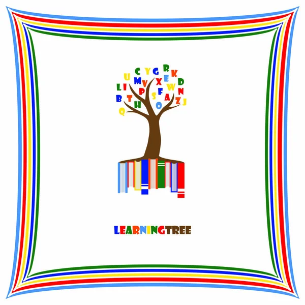 Öğrenme ağaç Logo şablonu. Eğitim, mektuplar, kitaplar