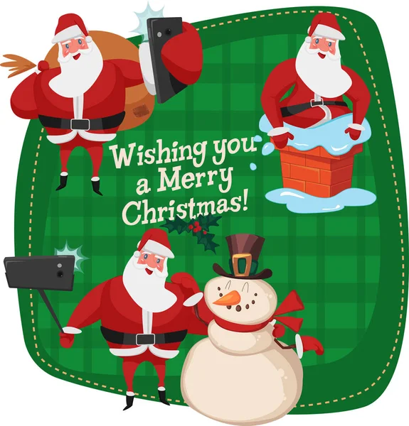 Noel Baba Noel için hazır yan tümceleri kümesi. Kardan adam. Selfies arkadaşlar. İyi yeni yıl ruhu.